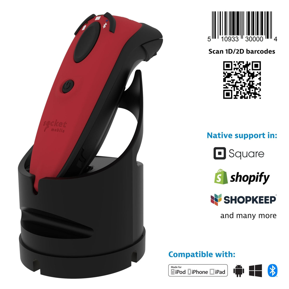 DuraScan D720 - 1D/2D Linear Barcode Plus QR Code Scanner - Refurbished - Socket Mobile