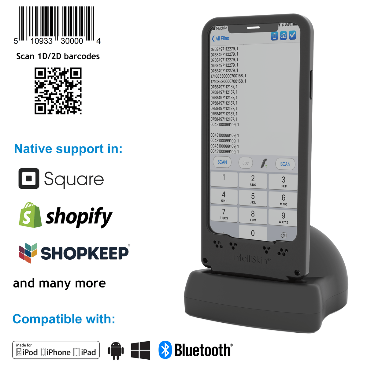 DuraSled™ DS840, Universal Barcode Scanning Sled - iPhone and iPod - Socket Mobile