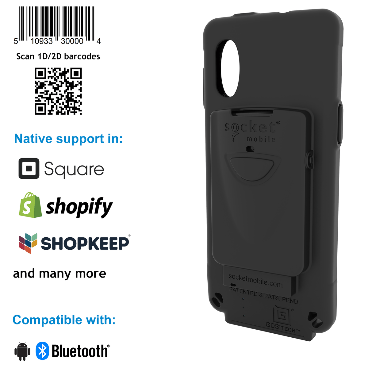 DuraSled™ DS840, Universal Barcode Scanning Sled - XCover Pro - Socket Mobile