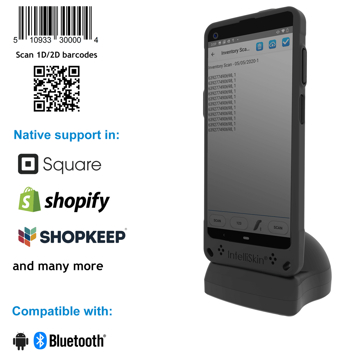 DuraSled DS860 - 1D/2D/MRZ Ultimate Barcode Scanning Sled, Reader, XCover Pro - Socket Mobile