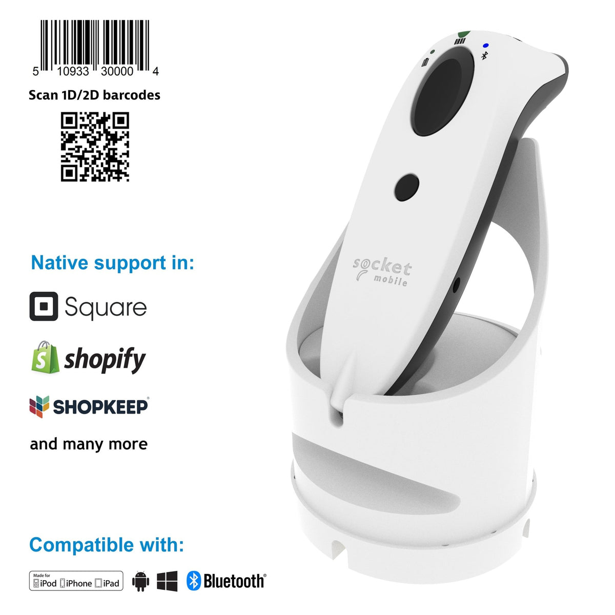 SocketScan S720 - 1D/2D Linear Barcode Plus QR Code Reader - Socket Mobile