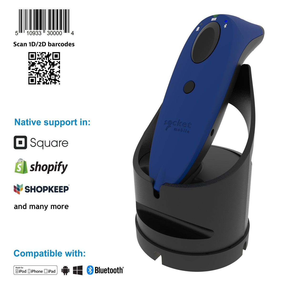 SocketScan S720 - 1D/2D Linear Barcode Plus QR Code Reader - Socket Mobile