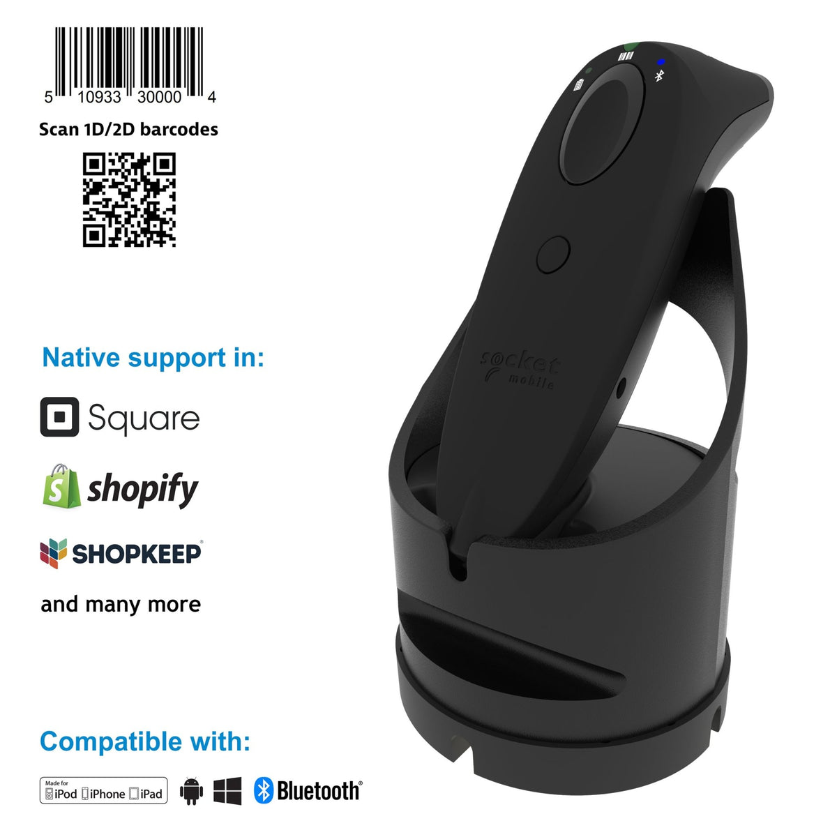 SocketScan S720 - 1D/2D Linear Barcode Plus QR Code Reader - Socket Mobile