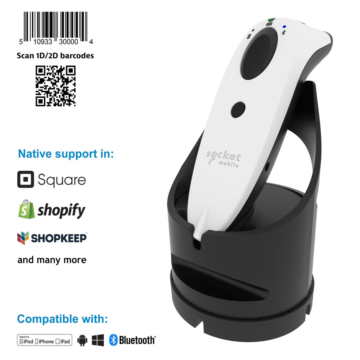SocketScan S720 - 1D/2D Linear Barcode Plus QR Code Reader - Socket Mobile