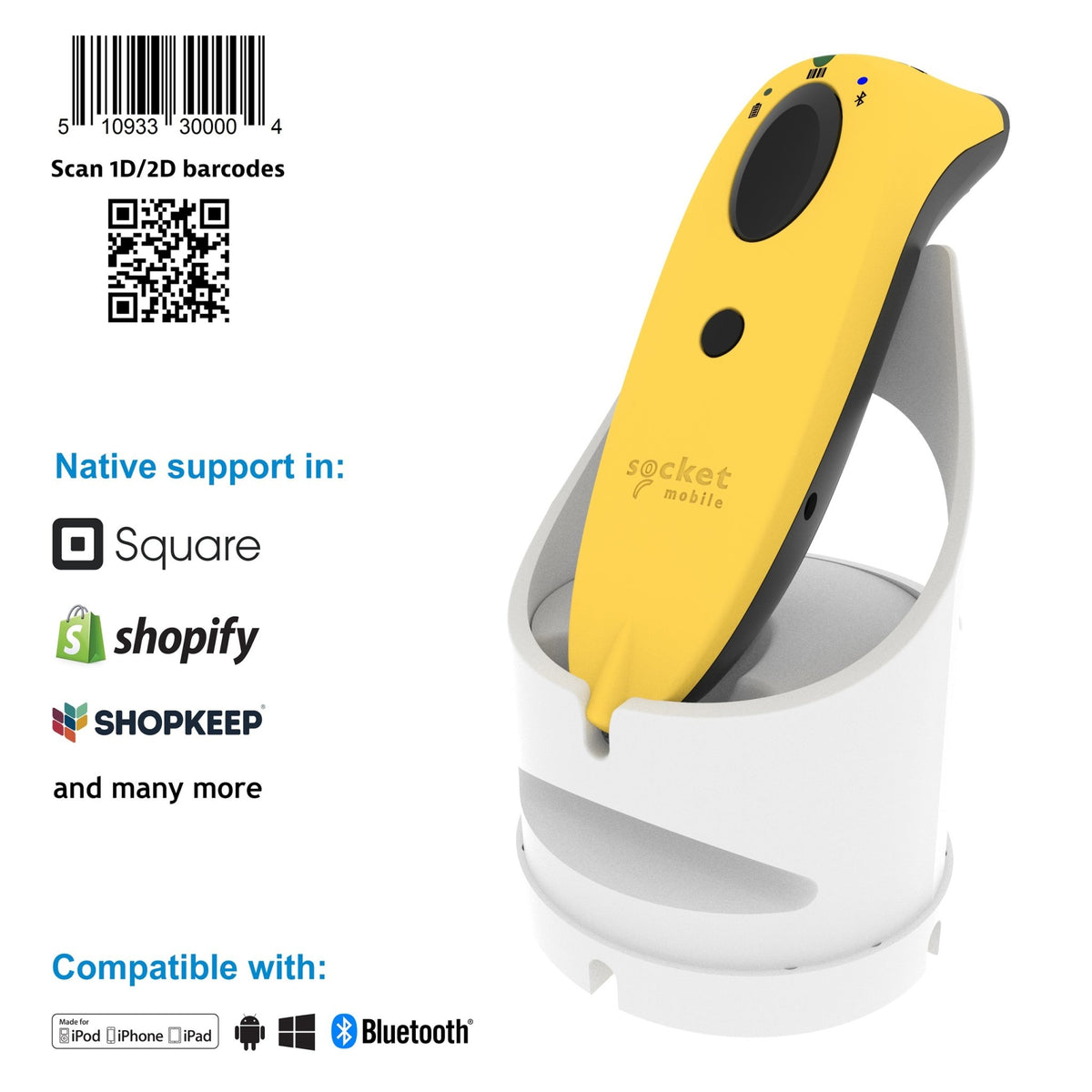 SocketScan S720 - 1D/2D Linear Barcode Plus QR Code Reader - Socket Mobile