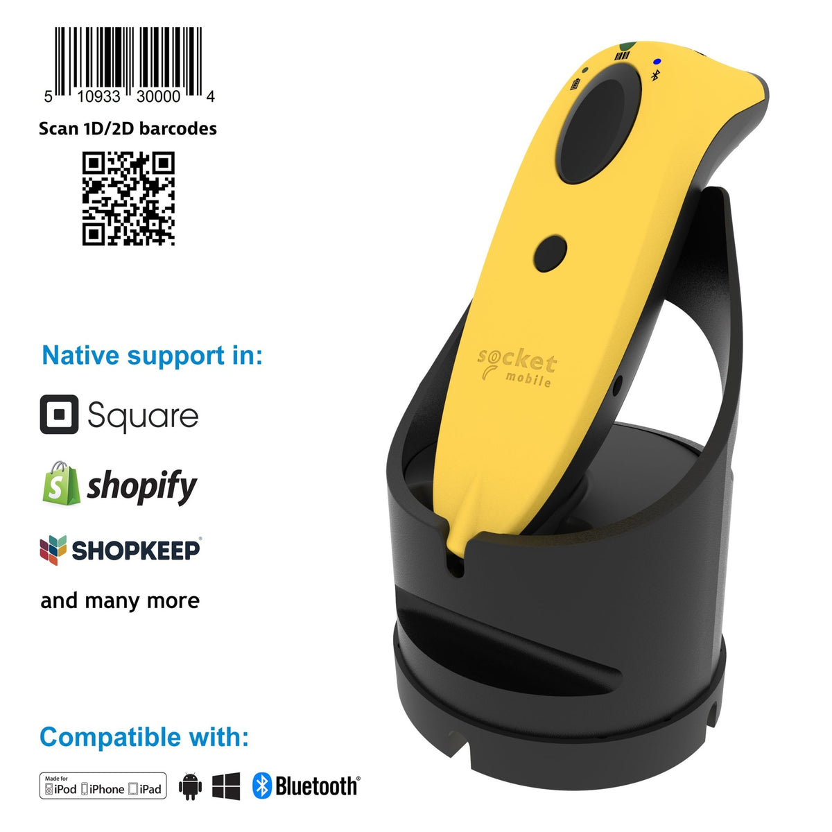 SocketScan S720 - 1D/2D Linear Barcode Plus QR Code Reader - Socket Mobile