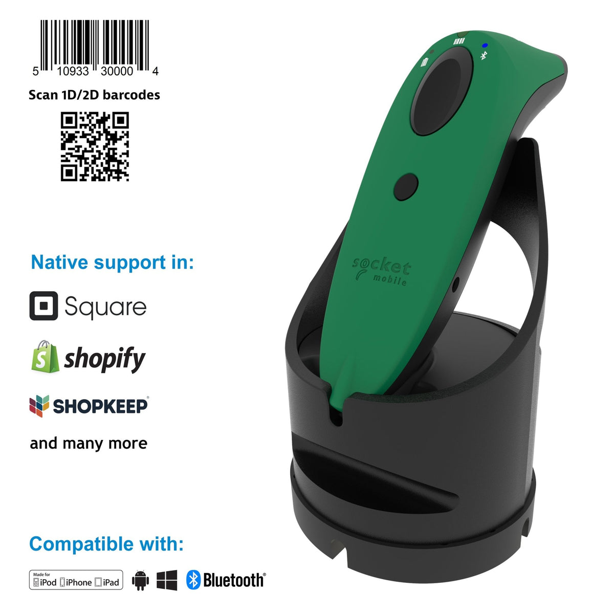 SocketScan S720 - 1D/2D Linear Barcode Plus QR Code Reader - Socket Mobile
