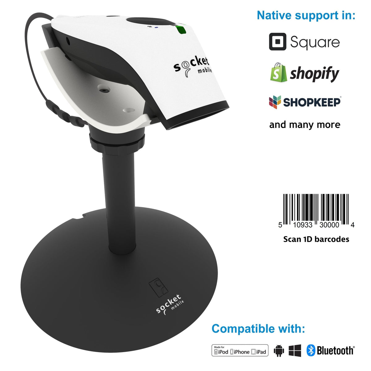 SocketScan S720 - 1D/2D Linear Barcode Plus QR Code Scanner - Socket Mobile