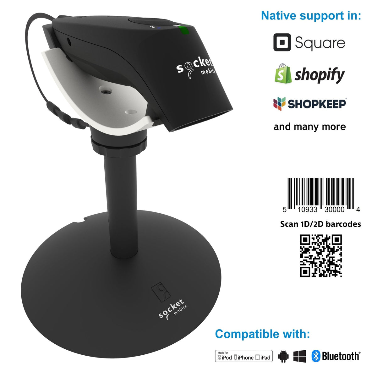 SocketScan S720 - 1D/2D Linear Barcode Plus QR Code Scanner - Socket Mobile
