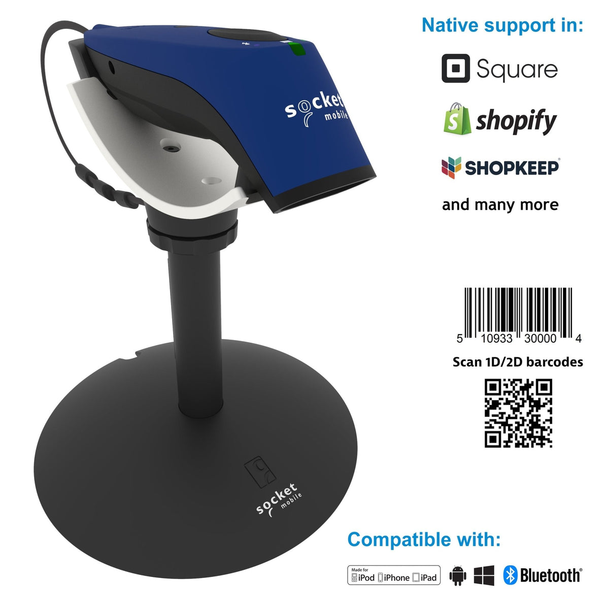 SocketScan S720 - 1D/2D Linear Barcode Plus QR Code Scanner - Socket Mobile