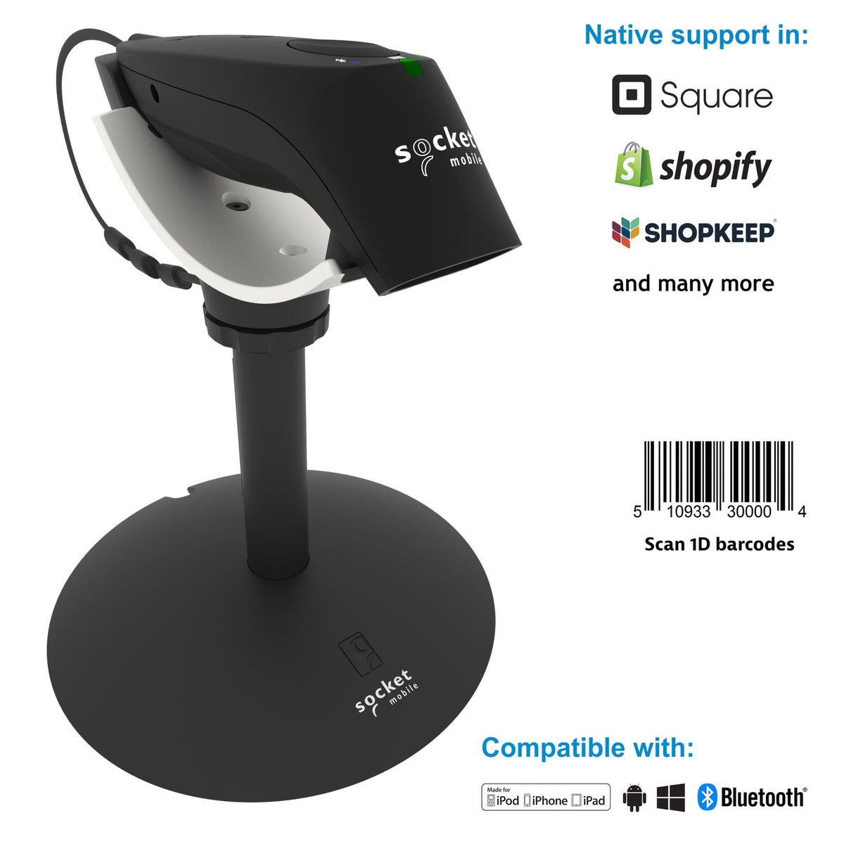 SocketScan S720 - 1D/2D Linear Barcode Plus QR Code Scanner - Socket Mobile