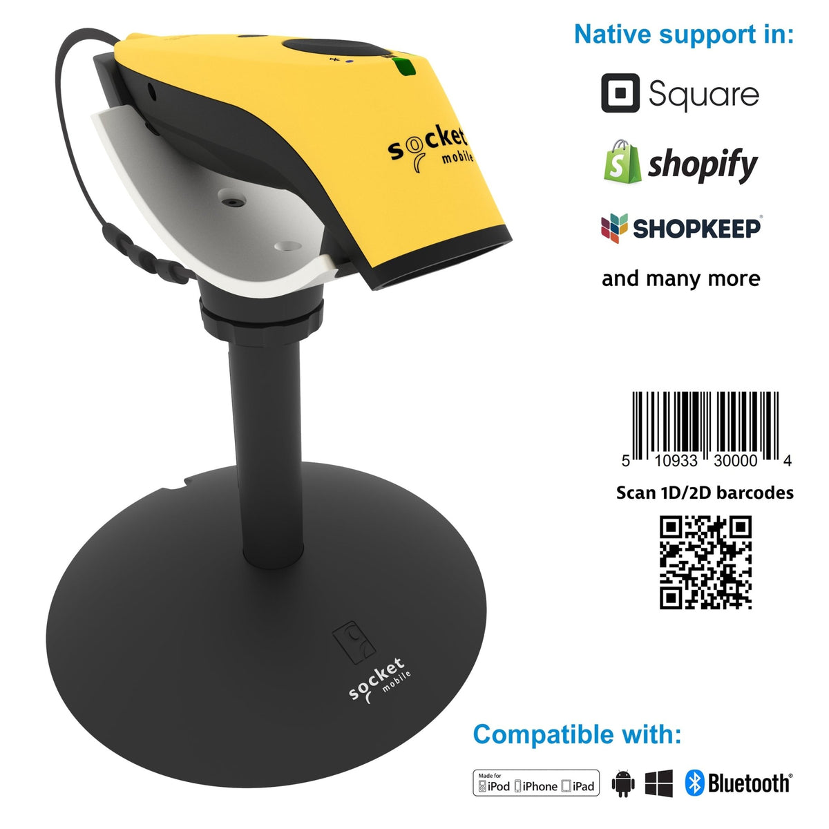 SocketScan S720 - 1D/2D Linear Barcode Plus QR Code Scanner - Socket Mobile