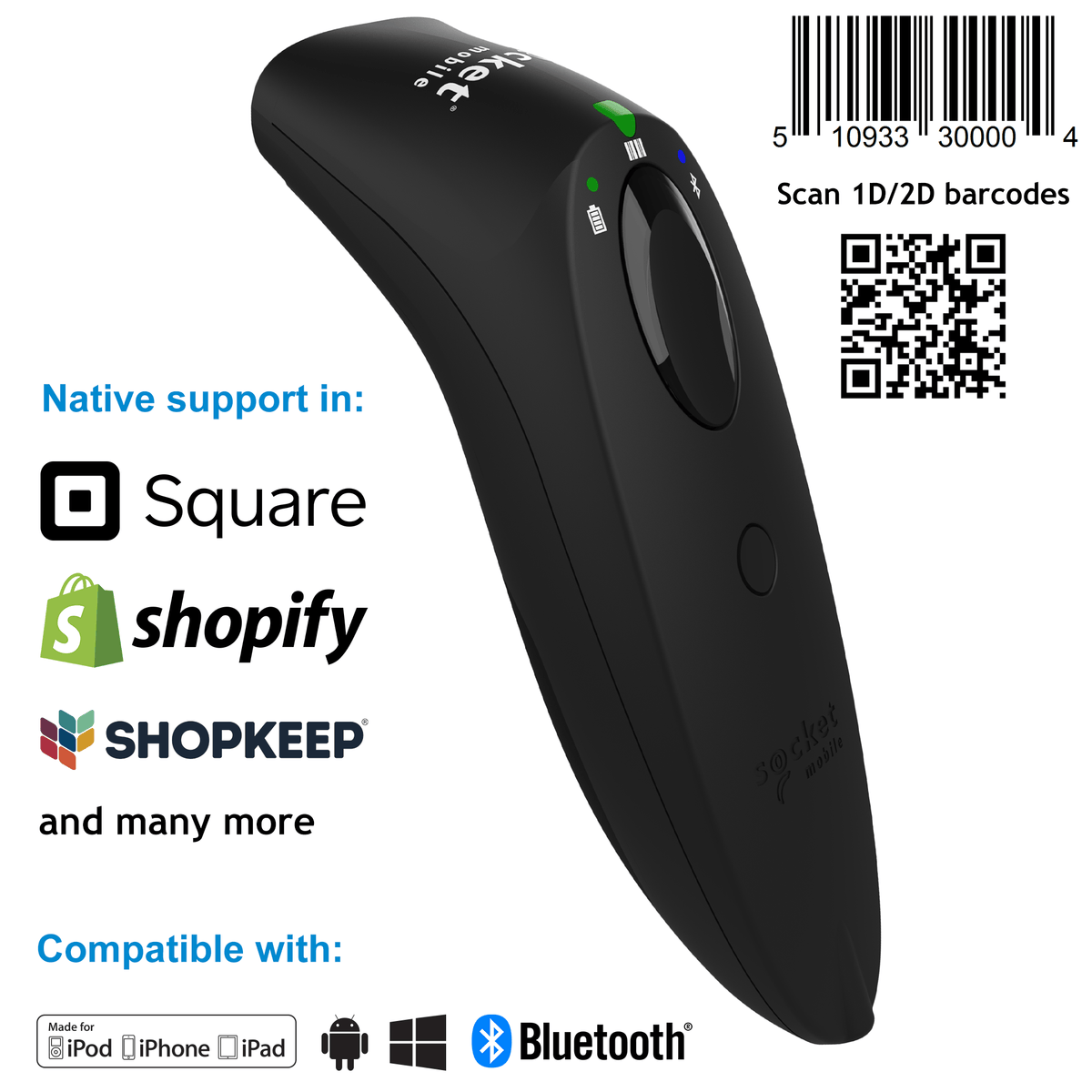SocketScan S720 Linear Barcode Plus QR Code Reader - Socket Mobile