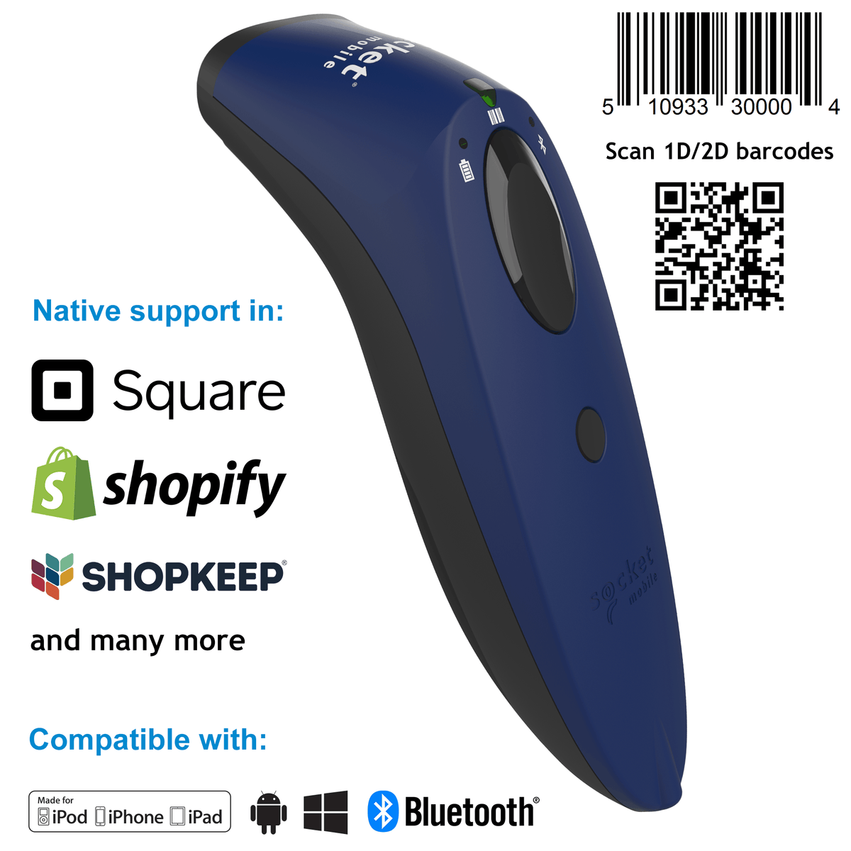 SocketScan S720 Linear Barcode Plus QR Code Reader - Socket Mobile